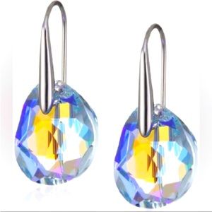 Swarovski rhodium, plated, aurora borealis, color, changing crystal earrings